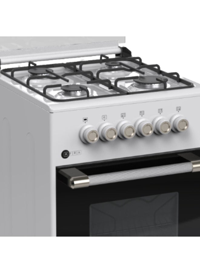 AFRA Free Standing Cooking Range, 50x50, 4 Burners, Compact, Adjustable Legs, Tray And Grid Included AF-5050CRGW Enamel  - Image 2