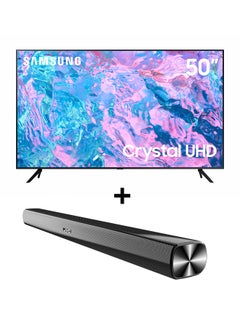 50Inch Crystal UHD 4K Smart TV 2023 UA50CU7000UXZN + 2.0CH Soundbar Plus Bluetooth, Usb, Fm Radio With 600W PMPO 50CU7000+THN322B Black