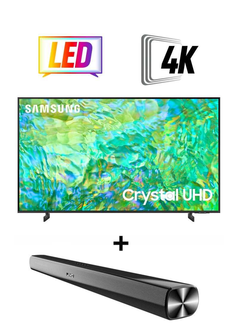 Samsung Smart TV, Crystal UHD 4K, CU8000, 50 Inch, 2023, Crystal Processor 4K, Airslim, Dynamic Crystal Color UA50CU8000UXZN+ 2.0CH Soundbar Plus Bluetooth, Usb, Fm Radio With 600W PMPO 50CU8000+THN322B Titan Gray - Image 1