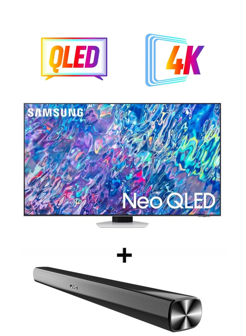 سامسونج تلفزيون QN85B Neo QLED 4K الذكي مقاس 55 بوصة 55QN85BAUXEG + شريط صوت 2.0 قناة بالإضافة إلى بلوتوث وUSB وراديو FM بقدرة 600 وات PMPO - Image 1