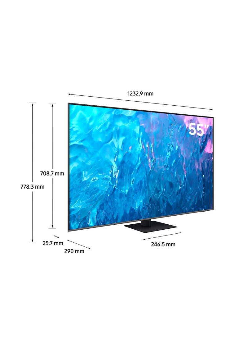 سامسونج تلفزيون ذكي QLED 4K مقاس 55 بوصة 2023 + مكبر صوت 2.0 قناة بالإضافة إلى بلوتوث، ومنفذ USB، وراديو FM بقدرة 600 وات PMPO - Image 3