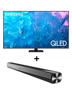 Samsung 75 Inch QLED 4K Smart TV 2023 75Q70C + 2.0CH Soundbar Plus Bluetooth, Usb, Fm Radio With 600W PMPO 75Q70C+THN322B Titan Gray  - Image 1