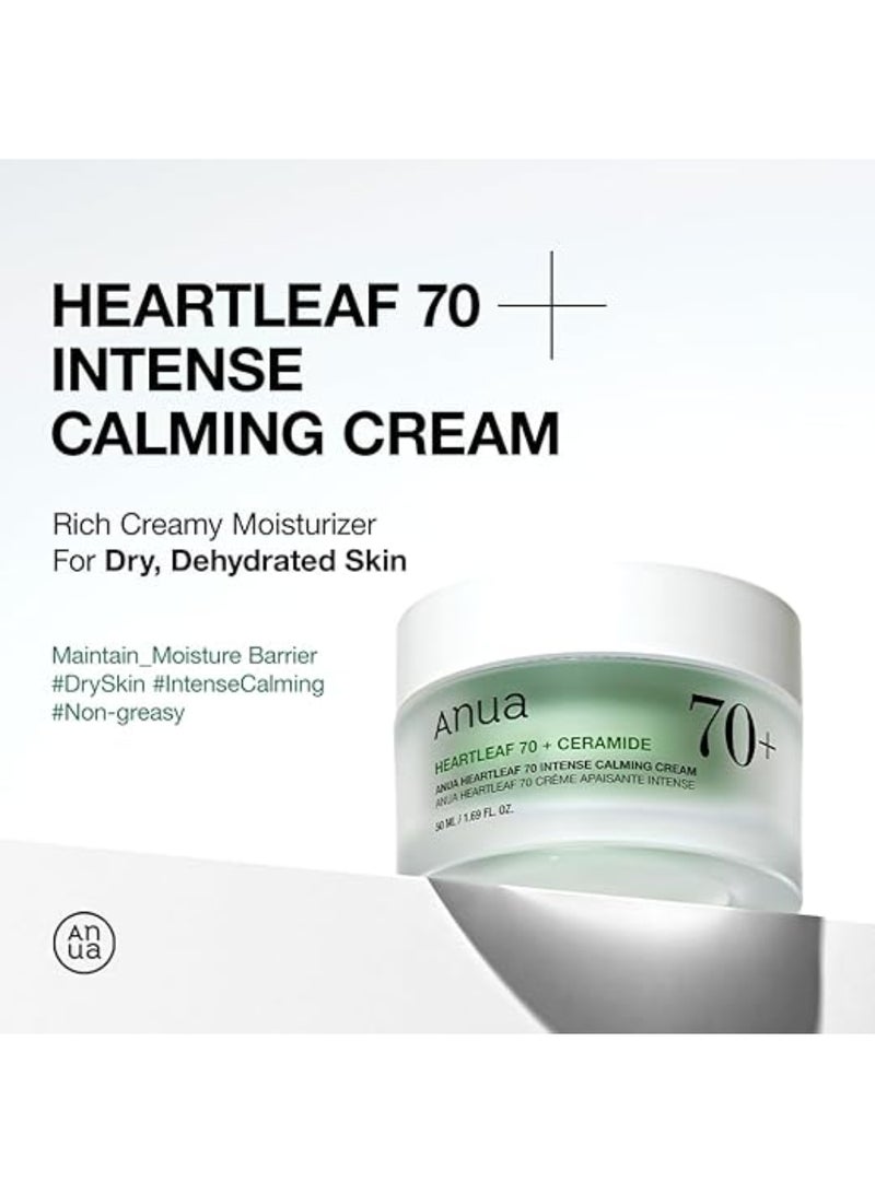 Anua Heartleaf 70 Intense Calming Cream with Ceramide, Panthenol, Heartleaf Extract, Korean Skincare, 50ml /1.69 fl.oz 50ml  - Image 4