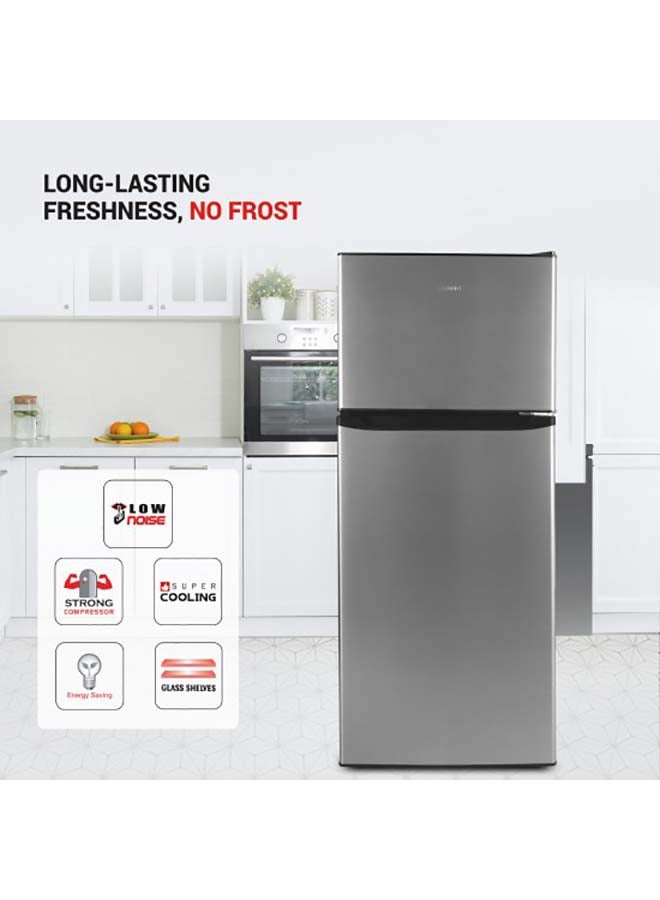 AFRA - Double Door No-Frost Refrigerator with Strong Compressor & Glass Shelves | 339L Capacity | Super Cooling, Energy Saving, LED Light, Low Noise | Model AF-3400RFSS | Silver | 2-Year Warranty 340 L 200 W AF-3400RFSS Silver - Image 1