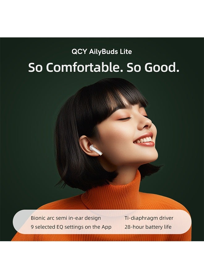 كيو سي واي - سماعات أذن Ailybuds Lite T29 لاسلكية حقًا مع تصميم قوس بيونيك، اتصال بلوتوث قوي 5.3، عمر بطارية 28 ساعة وزمن وصول منخفض 68 مللي ثانية، أسود - Image 1