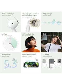 QCY Ailybuds Lite T29 Truly Wireless Earbuds With Bionic Arc Design,Strong 5.3 Bluetooth Connection, 28 Hours Battery Life & 68 ms Low Latency Black  - Image 2