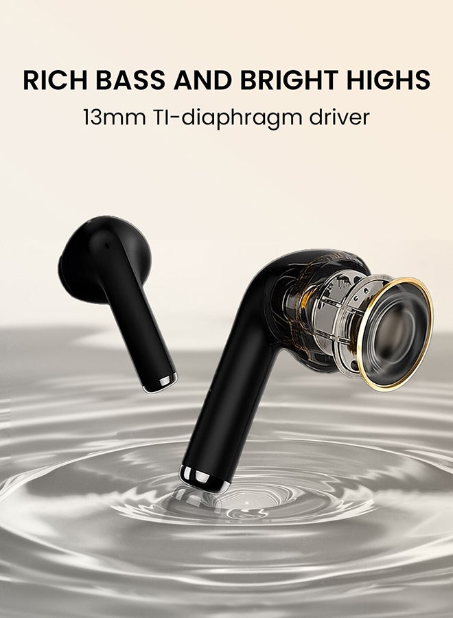 Ailybuds Lite T29 Truly Wireless Earbuds With Bionic Arc Design,Strong 5.3 Bluetooth Connection, 28 Hours Battery Life & 68 ms Low Latency Midnight Black