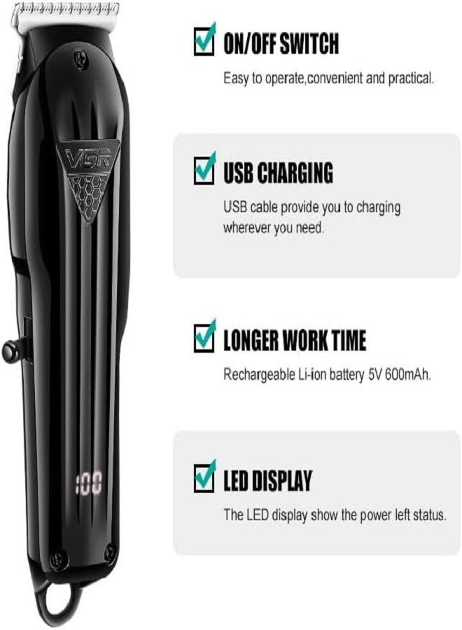 VGR V-982 Digital Display Professional Cordless Hair Clippers Cutter Rechargeable Wireless Hair Grooming Set Beard Trimming - Image 3