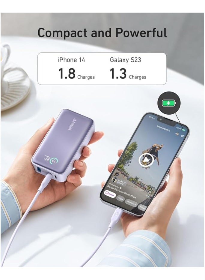 آنكر 10000 mAh Power Bank, 533 Power Bank (PowerCore 30W), Power IQ 3.0 Portable Charger with PD 30W Max Output, 10,000mAh Battery Pack for iPhone 16/15/14 Series, Samsung, Huawei, Xiaomi, Redmi, Vivo, Oppo White  - Image 4