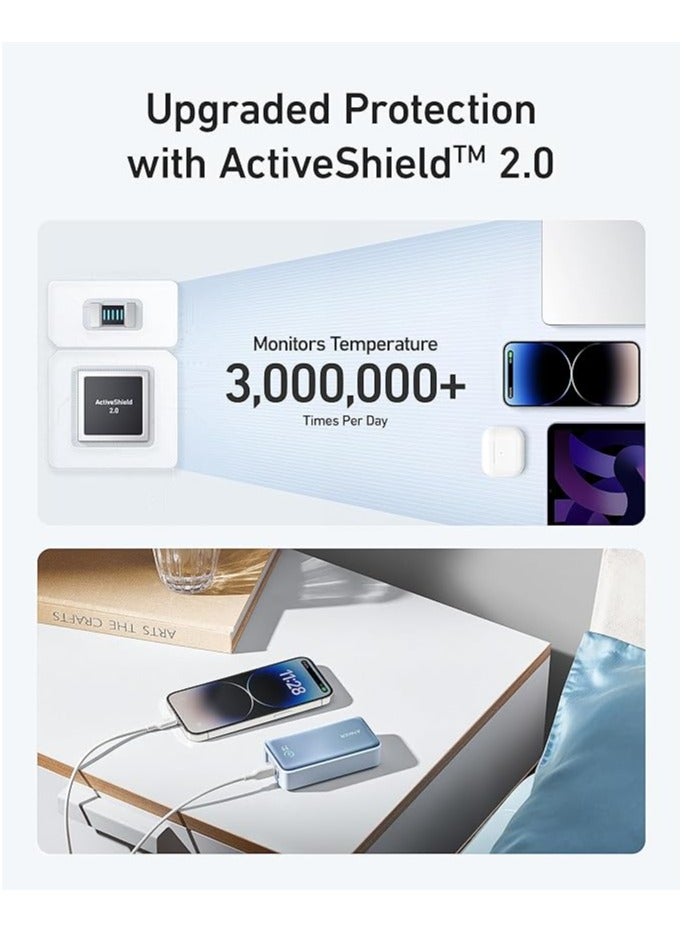 آنكر - 10000 mAh Power Bank, 533 Power Bank (PowerCore 30W), Power IQ 3.0 Portable Charger with PD 30W Max Output, 10,000mAh Battery Pack for iPhone 16/15/14 Series, Samsung, Huawei, Xiaomi, Redmi, Vivo, Oppo White - Image 1