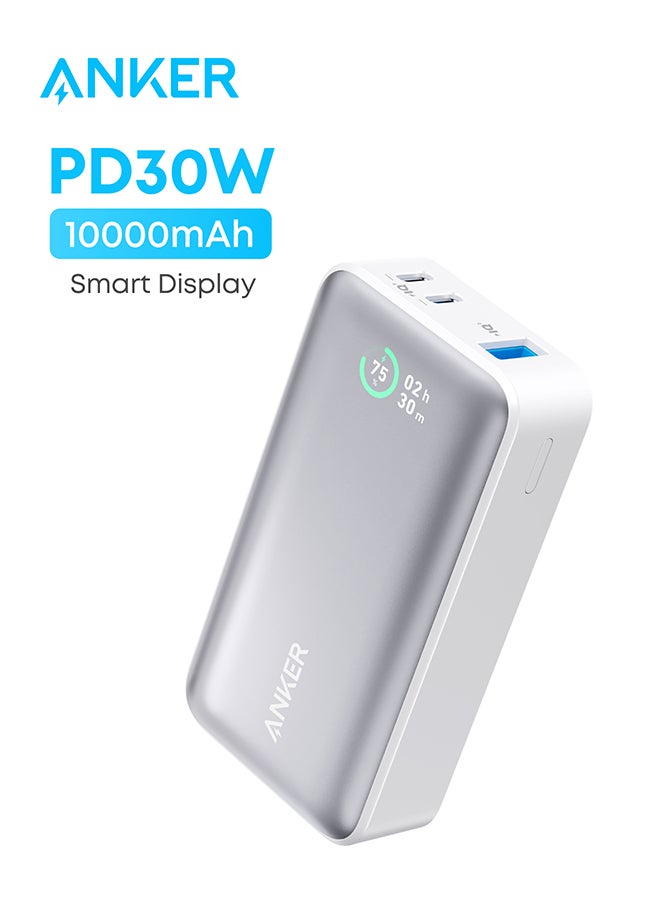 Anker 10000 mAh Power Bank, 533 Power Bank (PowerCore 30W), Power IQ 3.0 Portable Charger with PD 30W Max Output, 10,000mAh Battery Pack for iPhone 16/15/14 Series, Samsung, Huawei, Xiaomi, Redmi, Vivo, Oppo White  - Image 1