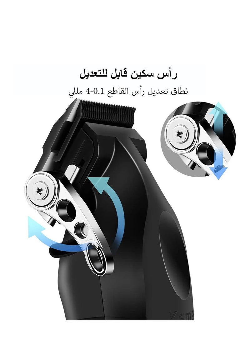 كيمي ماكينة قص الشعر الاحترافية اللاسلكية للرجال، ماكينة قص الشعر القابلة لإعادة الشحن والتعديل مع قاعدة لمصففي الشعر والحلاقين، للاستخدام المنزلي (النسخة السعودية) KM-2296  - Image 4