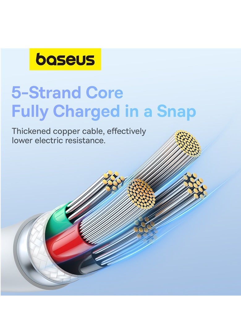 Baseus - USB C To Lightning Cable 2m Fast Charging Power Delivery And Data Transfer PD 20W iPhone Cable For iPhone 14/14 Pro/14 Plus/14 Pro Max, iPhone 13 12 11 Pro Max XS X 8 7 6, iPad And More- White - Image 1