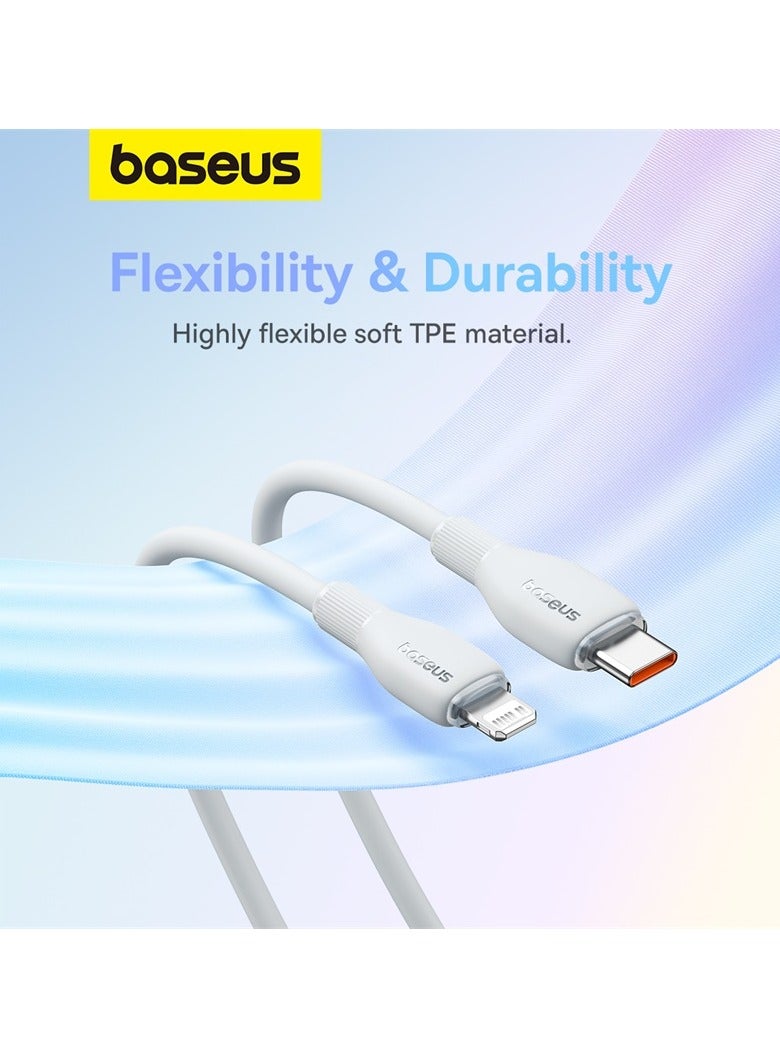 Baseus - USB C To Lightning Cable 2m Fast Charging Power Delivery And Data Transfer PD 20W iPhone Cable For iPhone 14/14 Pro/14 Plus/14 Pro Max, iPhone 13 12 11 Pro Max XS X 8 7 6, iPad And More- White - Image 1