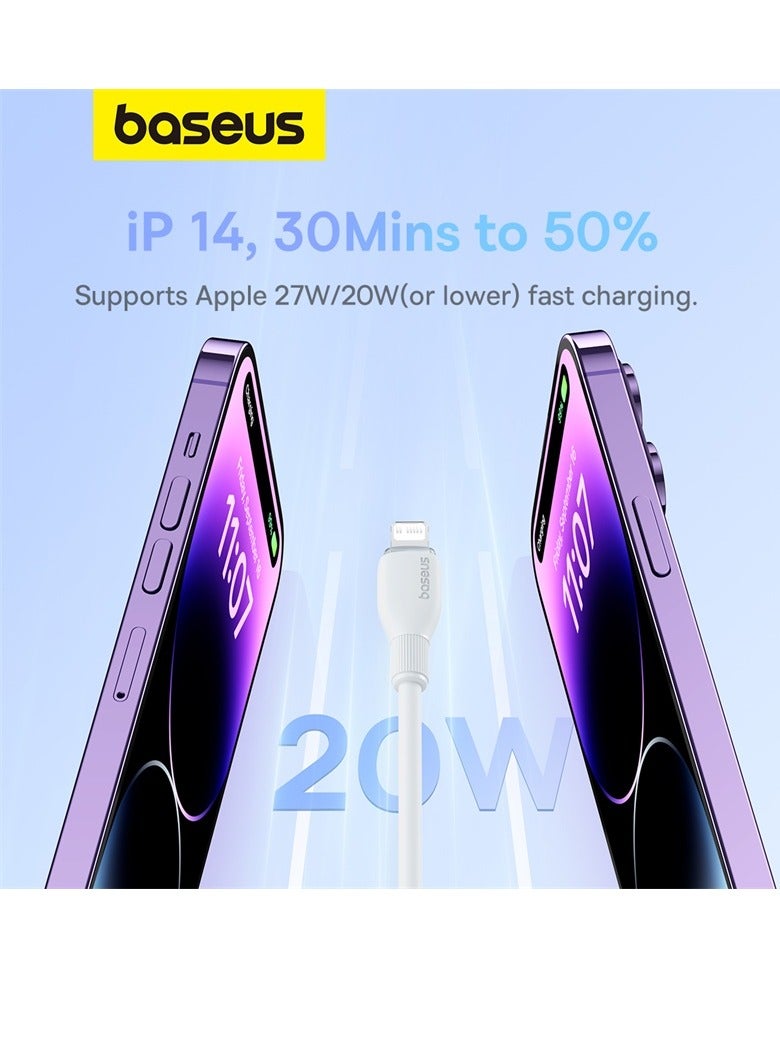 Baseus - USB C To Lightning Cable 2m Fast Charging Power Delivery And Data Transfer PD 20W iPhone Cable For iPhone 14/14 Pro/14 Plus/14 Pro Max, iPhone 13 12 11 Pro Max XS X 8 7 6, iPad And More- White - Image 1