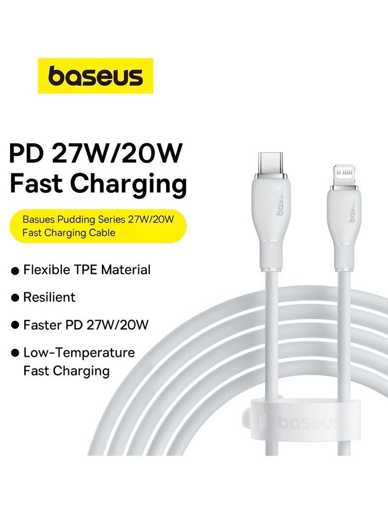 Baseus - USB C To Lightning Cable 2m Fast Charging Power Delivery And Data Transfer PD 20W iPhone Cable For iPhone 14/14 Pro/14 Plus/14 Pro Max, iPhone 13 12 11 Pro Max XS X 8 7 6, iPad And More- White - Image 1