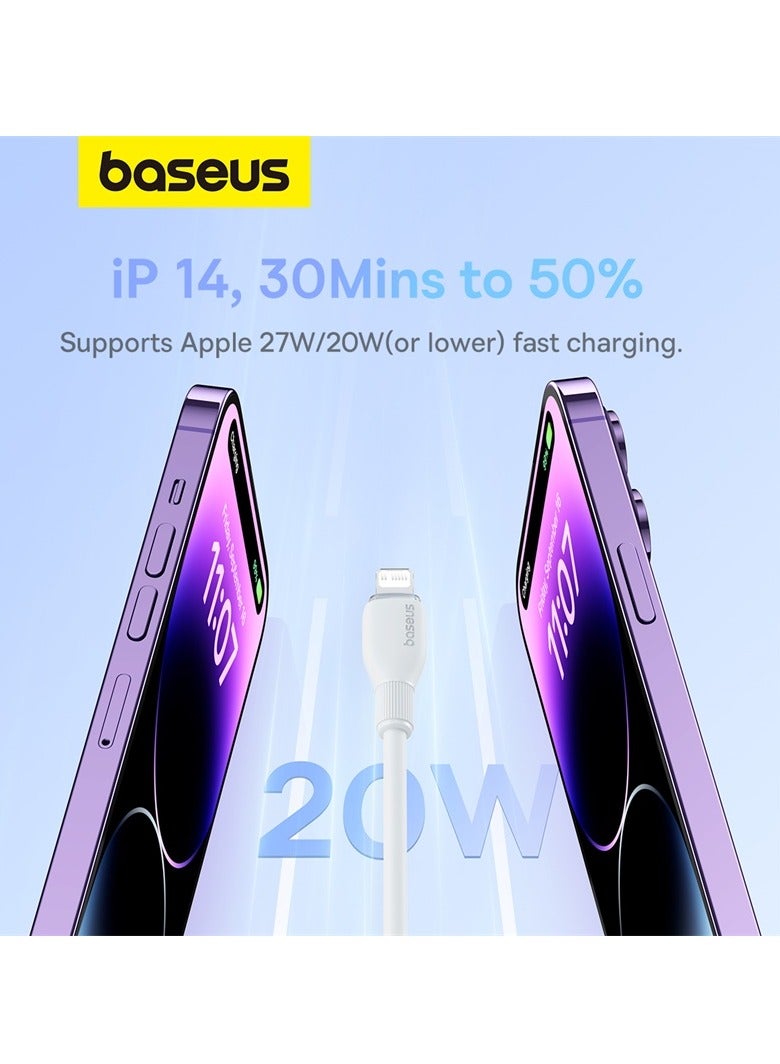 Baseus - USB C To Lightning Cable 1.2m Fast Charging Power Delivery And Data Transfer PD 20W iPhone Cable For iPhone 14/14 Pro/14 Plus/14 Pro Max, iPhone 13 12 11 Pro Max XS X 8 7 6, iPad And More- White - Image 1