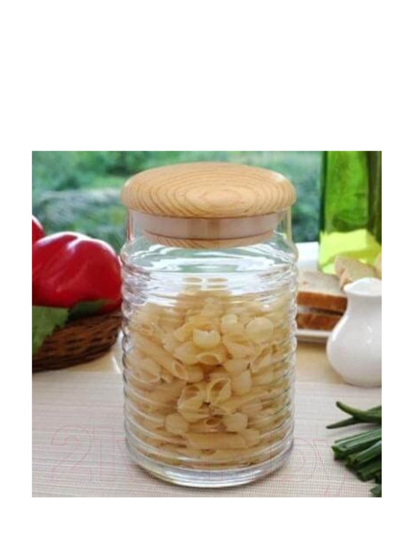 Pasabahce Turkish Made Glass Jar with Wooden Sealed Lid (1120ml) 1120ml - pnsku/N70072123V/45/_/1715576513/278f17ba-cd71-4e48-8067-8638cc574ed1