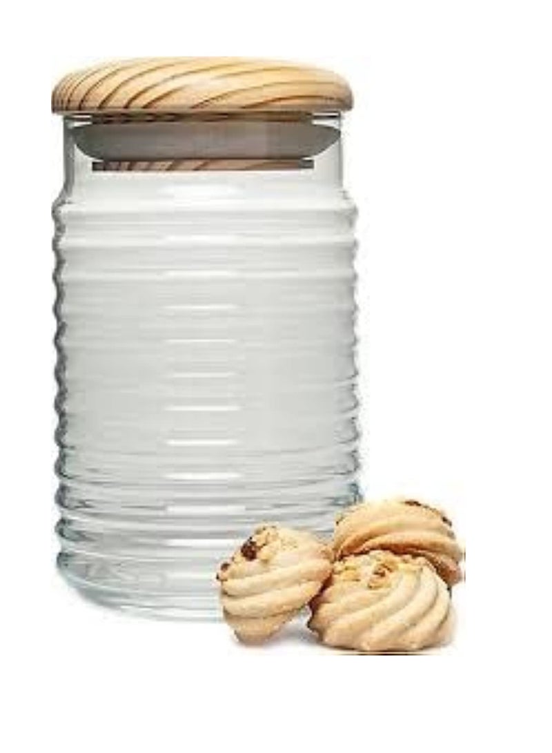 Pasabahce Turkish Made Glass Jar with Wooden Sealed Lid (1120ml) 1120ml - pnsku/N70072123V/45/_/1715576514/634a7cea-2c22-4573-ad23-8ba682783170