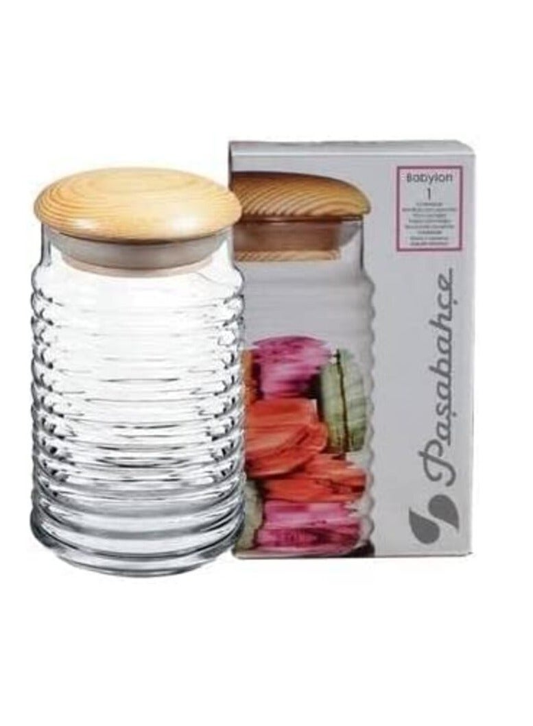 Pasabahce Turkish Made Glass Jar with Wooden Sealed Lid (1120ml) 1120ml - pnsku/N70072123V/45/_/1715576514/9724604f-a350-43ac-bc1e-ec8f99ad98f8