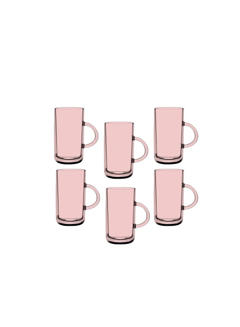 Pasabahce - Pasabahce Iconic Tea Mug Set of 6 Cups- Pink, (270ml) Pink - Image 1