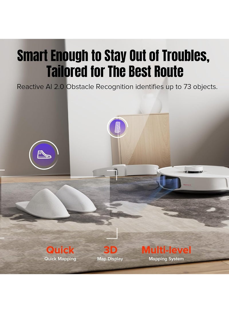 S8 MaxV Ultra Robot Vacuum and Sonic Mop,10000 Pa Suction,Corner to Edge Deep Cleaning,Hot Air Self-Drying, Auto Empty and Refill,Detergent Dispenser,Obstacle Avoidance,Black 2.7 L 69 W S82USV+EWFD13HRR White