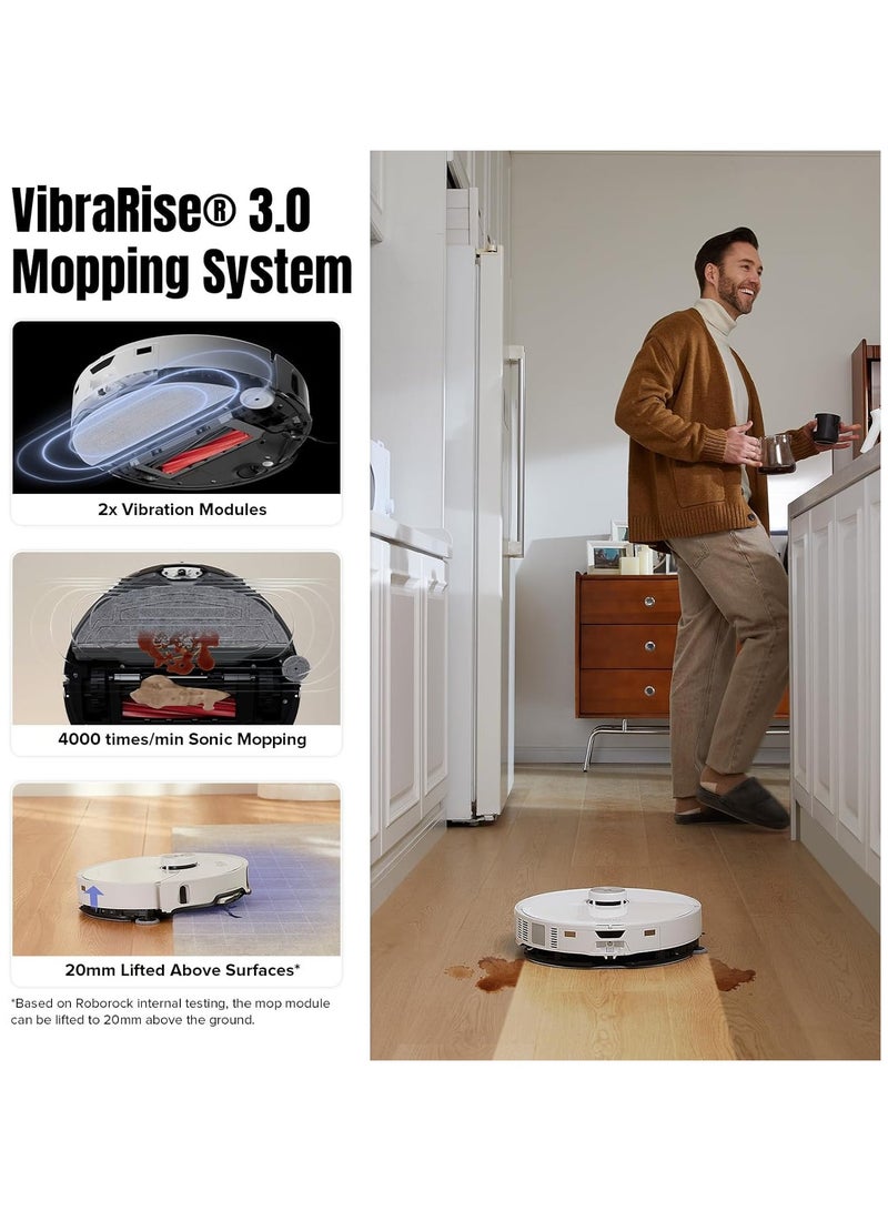 S8 MaxV Ultra Robot Vacuum and Sonic Mop,10000 Pa Suction,Corner to Edge Deep Cleaning,Hot Air Self-Drying, Auto Empty and Refill,Detergent Dispenser,Obstacle Avoidance,Black 2.7 L 69 W S82USV+EWFD13HRR White
