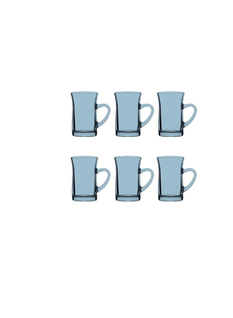 Pasabahce Pasabahce Mila Tea Mug Set of 6 Cups-Turquoise, (150ml) Turquoise - Image 1