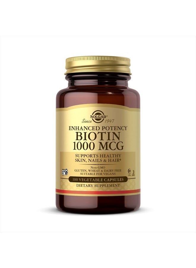 Solgar Biotin 1000 Mcg - 100 Vegetable Capsules- 100 Servings - Image 1