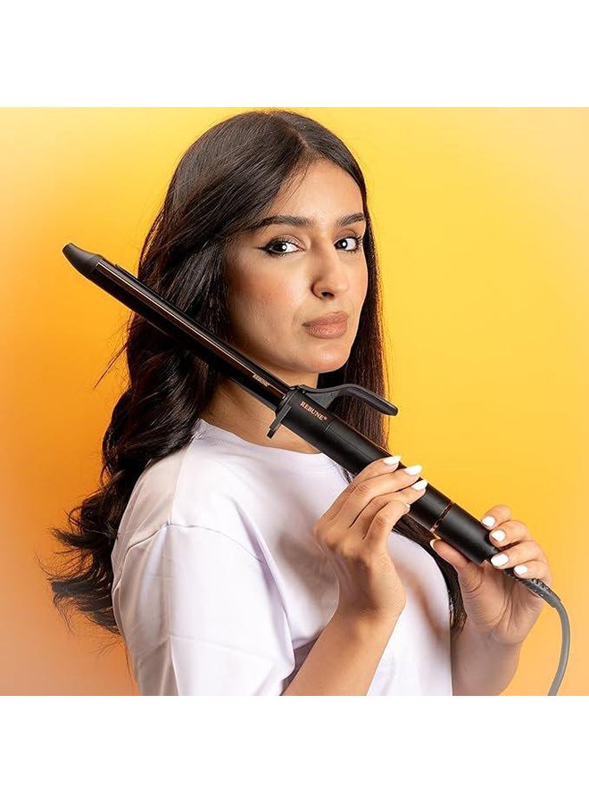REBUNE Fair Hair Curler 65W 7 Heats With Golden Edge Matte Black  - Image 3