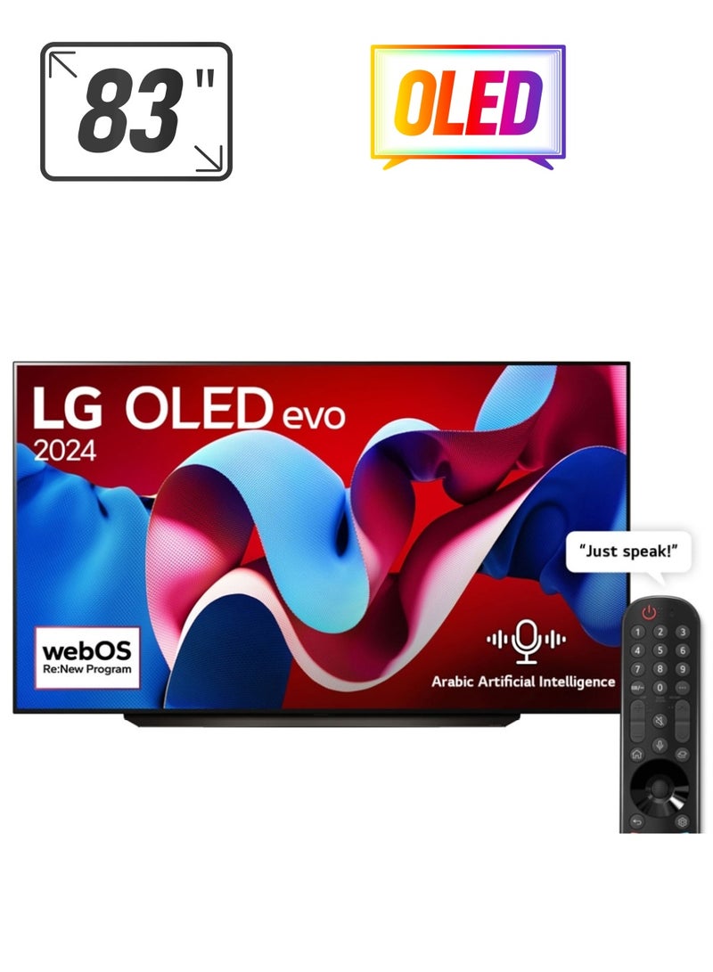 LG - 83 Inch OLED evo C4 4K OLED83C46LA Black - Image 1