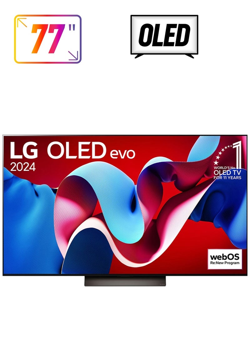 LG - 77-Inch OLED evo C4 4K Smart TV With AI ThinQ, Magic Remote, Dolby Vision, WebOS 24, 2024 Model OLED77C46LA Black - Image 1