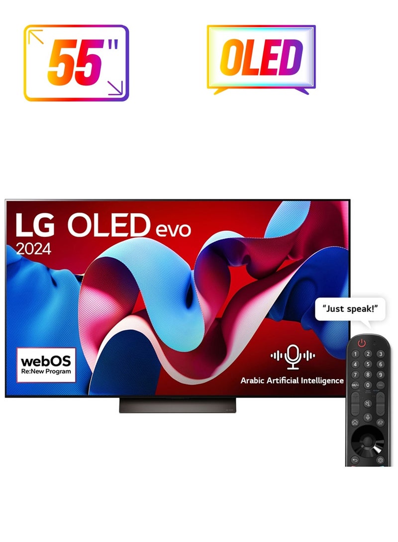 LG - 55 Inch OLED evo C4 4K OLED55C46LA Black - Image 1