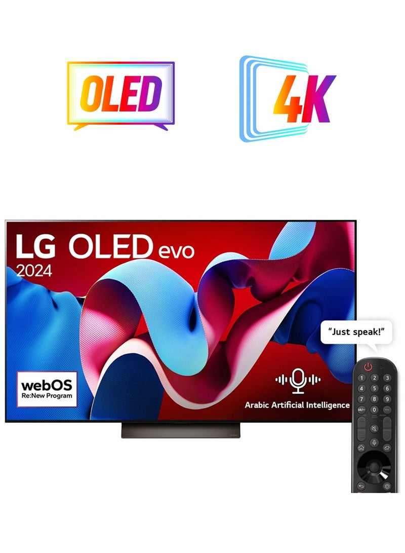 LG - 55 Inch OLED evo C4 4K OLED55C46LA Black - Image 1