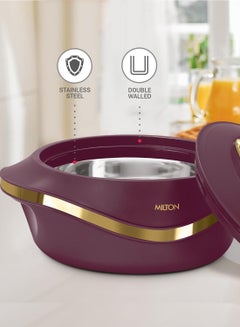 Milton 3-Piece Casserole Set (860ml, 1.27L, 1.96L) Double-Walled Hotpot with PU Insulation & Stainless Steel Inner, Keeps Food Hot/Cold for Hours, Perfect for Serving Roti - Pearl Reg Marron  - Image 3