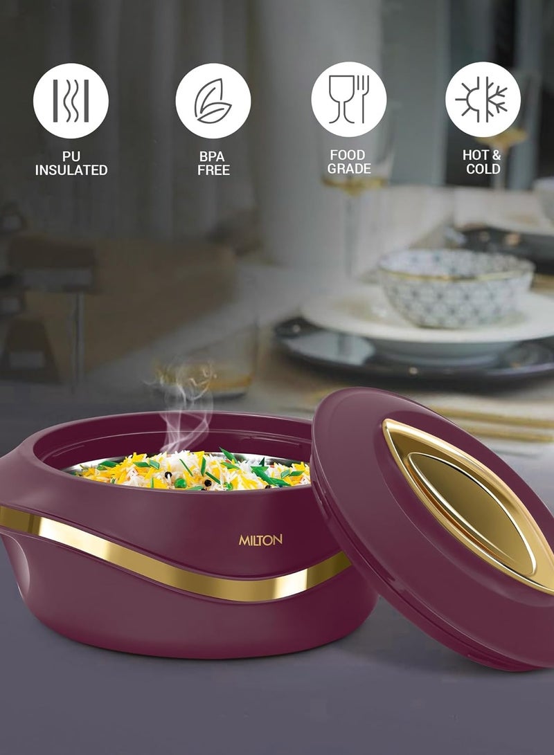 Milton 3-Piece Casserole Set (860ml, 1.27L, 1.96L) Double-Walled Hotpot with PU Insulation & Stainless Steel Inner, Keeps Food Hot/Cold for Hours, Perfect for Serving Roti - Pearl Reg Marron  - Image 2