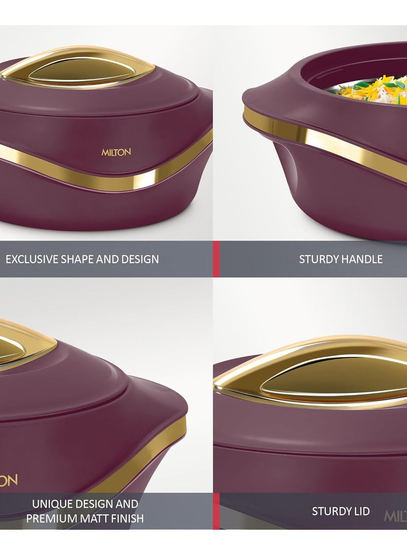Milton 3-Piece Casserole Set (860ml, 1.27L, 1.96L) Double-Walled Hotpot with PU Insulation & Stainless Steel Inner, Keeps Food Hot/Cold for Hours, Perfect for Serving Roti - Pearl Reg Marron  - Image 4