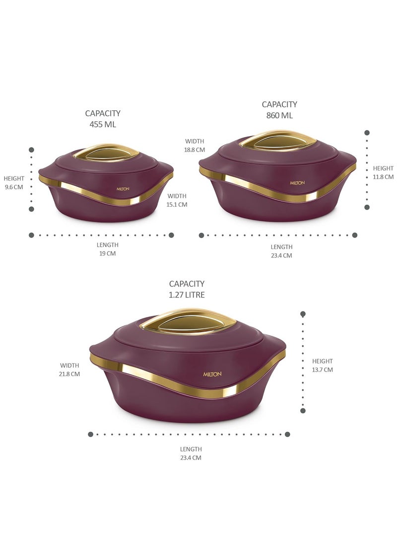 Milton 3-Piece Casserole Set (860ml, 1.27L, 1.96L) Double-Walled Hotpot with PU Insulation & Stainless Steel Inner, Keeps Food Hot/Cold for Hours, Perfect for Serving Roti - Pearl Reg Marron - Image 5
