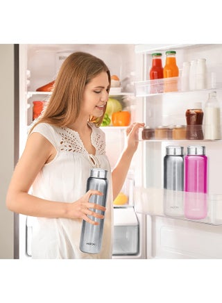 Milton Aqua Water Bottle Set of 3 – Stainless Steel Single-Walled Bottles 1 Litre (920 ml), Leak-Proof Lid, Rust-Proof, ISI Certified, Ideal for School, Office & Gym – Silve Silver - view 5