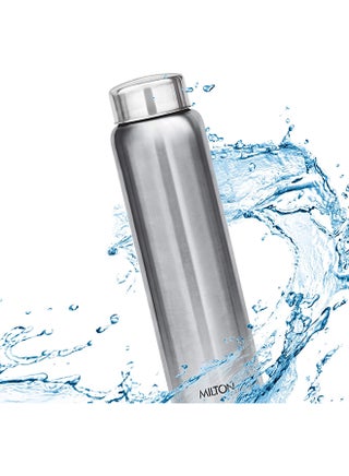 Milton Aqua Water Bottle Set of 3 – Stainless Steel Single-Walled Bottles 1 Litre (920 ml), Leak-Proof Lid, Rust-Proof, ISI Certified, Ideal for School, Office & Gym – Silve Silver - view 2