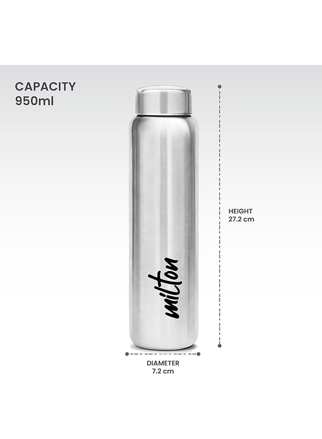 ميلتون زجاجة مياه أكوا 1000 ستانلس ستيل، 950 مل، فضي | مانعة للتسرب | زجاجة مكتب | زجاجة رياضية | الصفحة الرئيسية | مطبخ | المشي لمسافات طويلة | زجاجة الرحلات | زجاجة السفر - Image 5