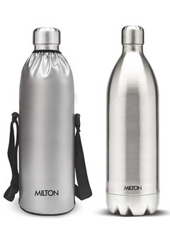 Milton 1800ml Vacuum Insulated Water Bottle with Jacket, 18/8 Stainless Steel, Keeps Drinks Hot and Cold for 24 Hours, Double-Walled Thermos Flask with Inner Copper Coating - Duo Dlx Silver  - Image 1