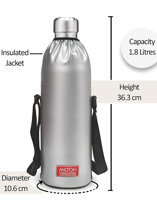 Milton 1800ml Vacuum Insulated Water Bottle with Jacket, 18/8 Stainless Steel, Keeps Drinks Hot and Cold for 24 Hours, Double-Walled Thermos Flask with Inner Copper Coating - Duo Dlx Silver  - Image 4