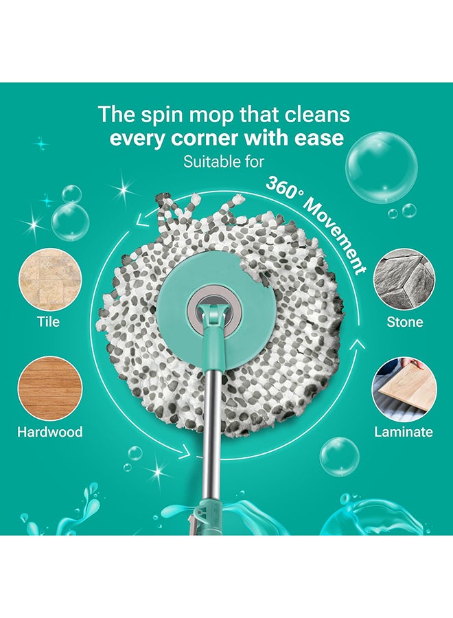 Milton Spin Mop and Bucket with 2 Microfiber Refill, Liquid Dispenser, Wringer Set - Extendable Handle 360° Spinning Mop for Floor Cleaning - Classic Aqua Green  - Image 4