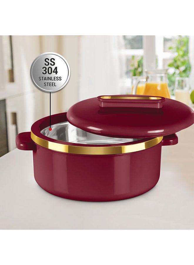 Milton - 3-Piece Casserole Set (450ml, 840ml, 1.30L) Double-Walled Hotpot with PU Insulation & Stainless Steel Inner, Keeps Food Hot/Cold, Perfect for Serving Chapati, Roti & Mandi - Curve Jr Maroon Set of 3 - Image 1
