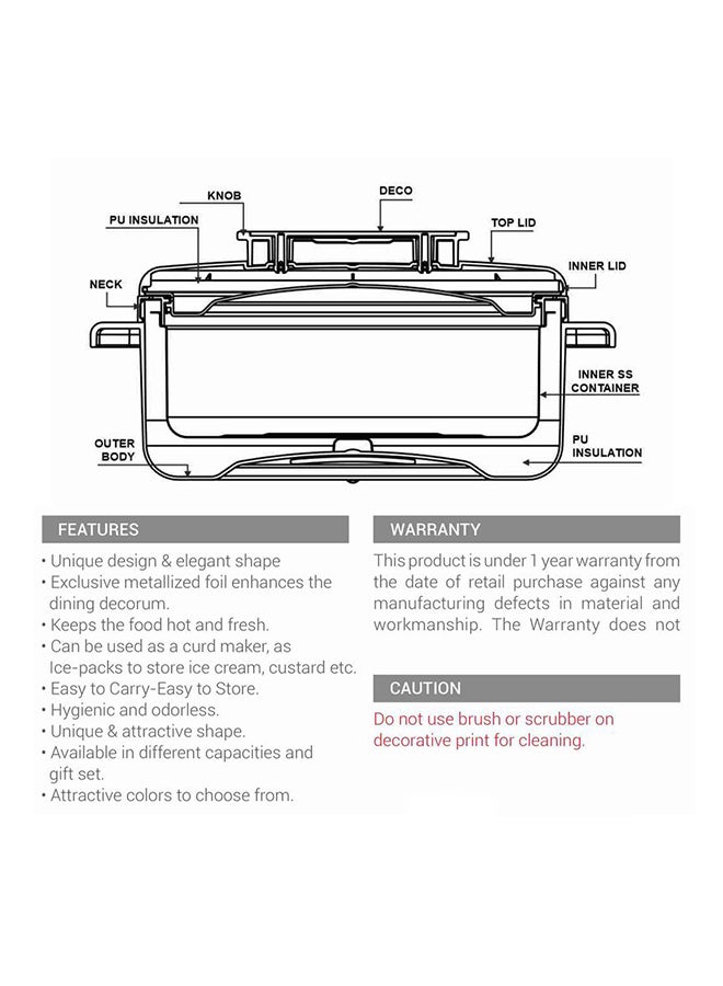3-Piece Casserole Set (450ml, 840ml, 1.30L) Double-Walled Hotpot with PU Insulation & Stainless Steel Inner, Keeps Food Hot/Cold for Hours, Perfect for Serving Biryani & Roti - Curve Jr Ivory Set of 3
