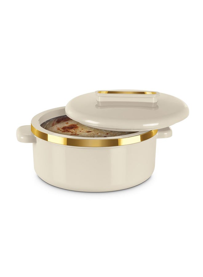 3-Piece Casserole Set (450ml, 840ml, 1.30L) Double-Walled Hotpot with PU Insulation & Stainless Steel Inner, Keeps Food Hot/Cold for Hours, Perfect for Serving Biryani & Roti - Curve Jr Ivory Set of 3