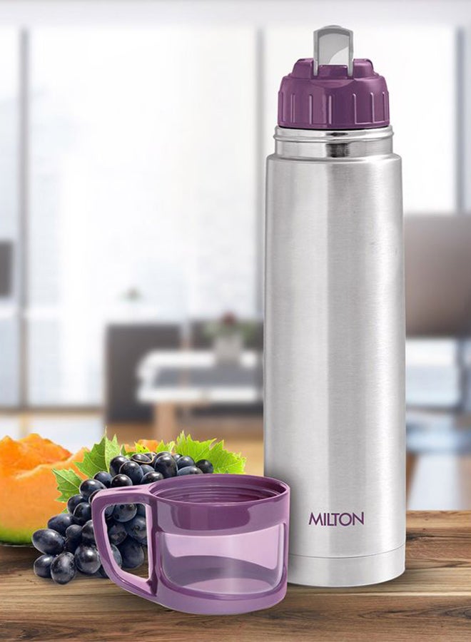 Milton - 1000ml Thermosteel Flask with Jacket, Keeps Drinks Hot and Cold for 24 Hours, 18/8 Stainless Steel, Double-Walled Vacuum Insulated Water Bottle with Inner Copper Coating - Glassy Purple - Image 1