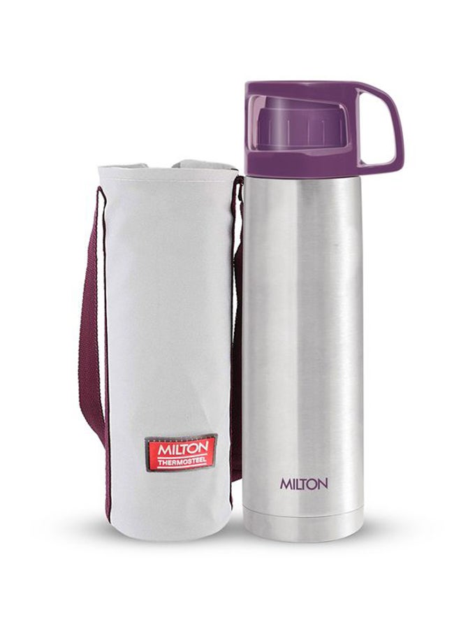 Milton Insulated Water Bottle 1 Litre (34 oz) of Stainless Steel with Cup & Cover, Double Walled Vacuum Thermal flasks for hot Drinks, Leakproof, for Travel, Sports, Camping, Hiking, Glassy Purple Purple 