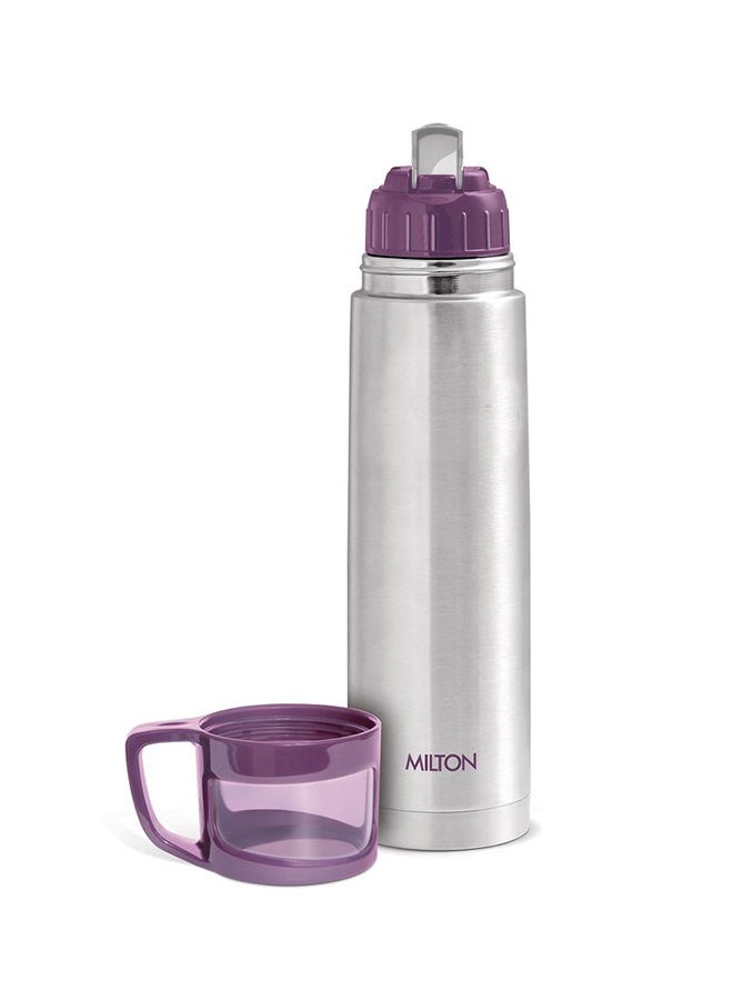 Milton - 1000ml Thermosteel Flask with Jacket, Keeps Drinks Hot and Cold for 24 Hours, 18/8 Stainless Steel, Double-Walled Vacuum Insulated Water Bottle with Inner Copper Coating - Glassy Purple - Image 1